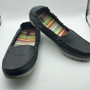 SAS Black Leather Flats